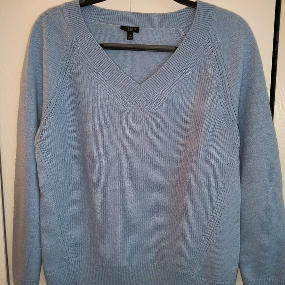 (3) Talbots V-Neck Sweaters - Tan, Lt. Rose, Blue - Size Petite Large - Picture 6 of 14
